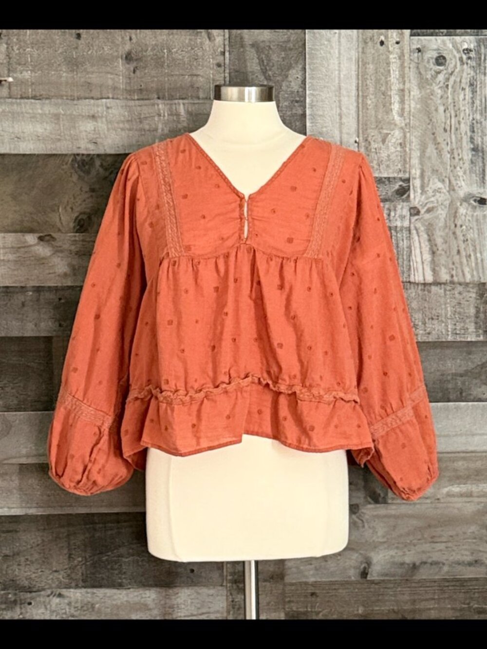 Lucky Brand brown peasant top small oversized western coastal cowgirl floral